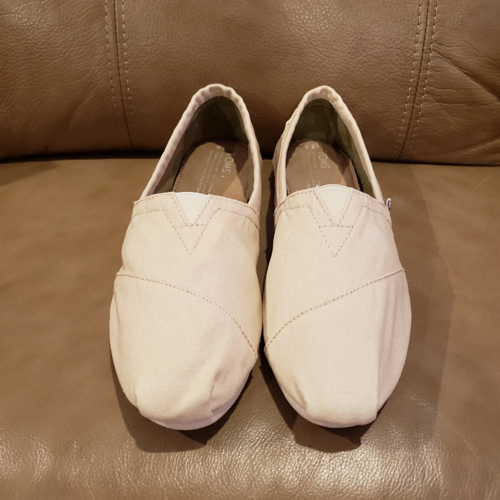 Toms Beige Canvas Slip-Ons Size 8.5